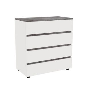 Комод Лотос с 4 -мя ящиками белый-серый